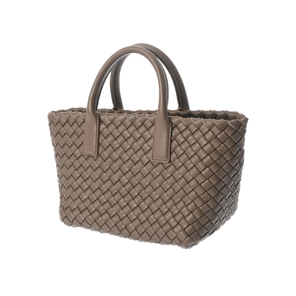 BOTTEGA VENETA Intrecciato Cabamini Taupe Gray Lambskin Handbag - Picture 2 of 9